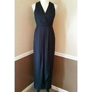 Black Pleated Racerback Classic Maxi Dress with Pockets by Ivy + Blu